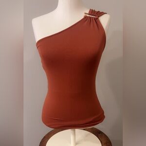 LOFT Terracotta One-Shoulder Top